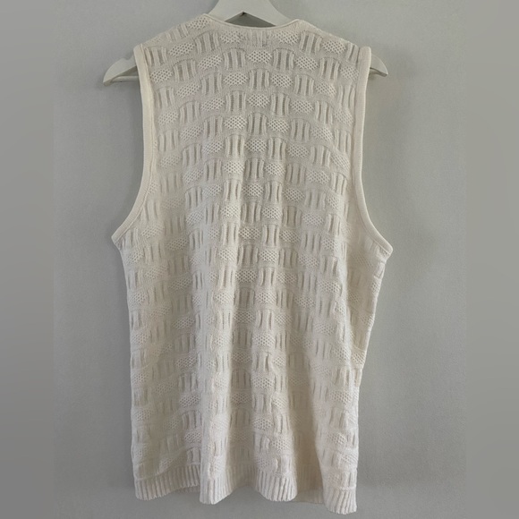 70s/80s Off White 'Grandpa' Style  Knit Sweater Vest - S-M - Picture 3 of 6